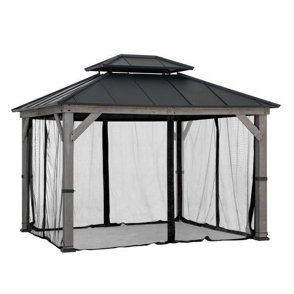 SUNJOY Replacement Mosquito Netting for 10×12 Outdoor Wooden Gazebos - Black