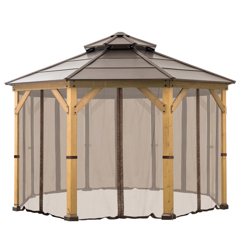 SUNJOY Brown Mosquito Netting for 13 ft. x 13 ft. Octagon Hardtop Gaze