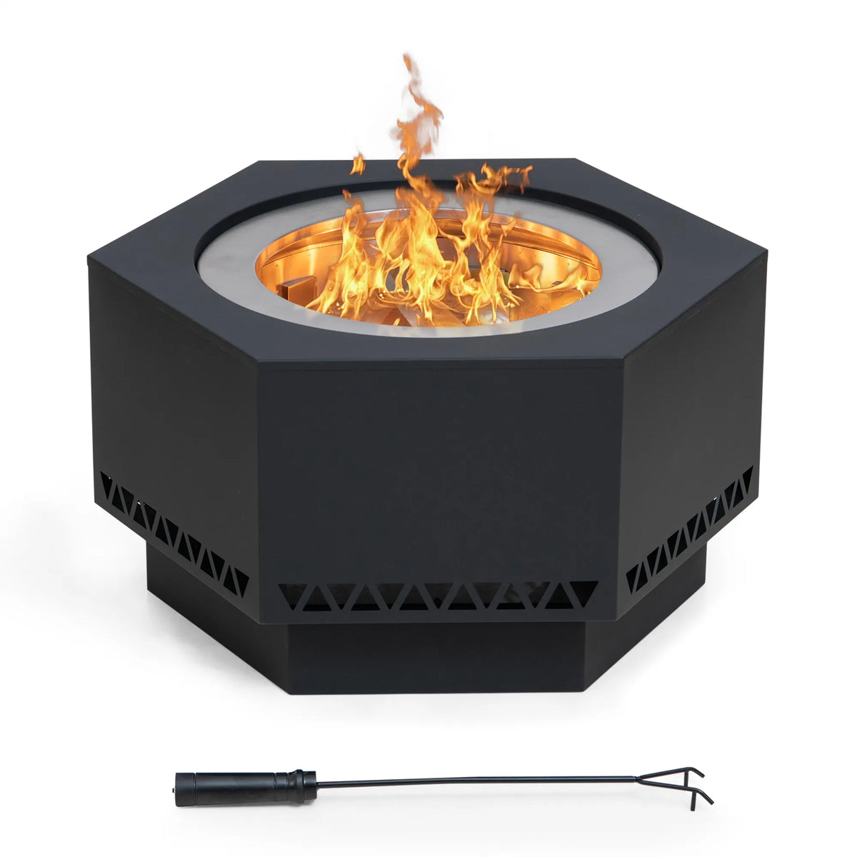 Vulcan Hexagon Smokeless Fire Pit 26" - Polished Chrome