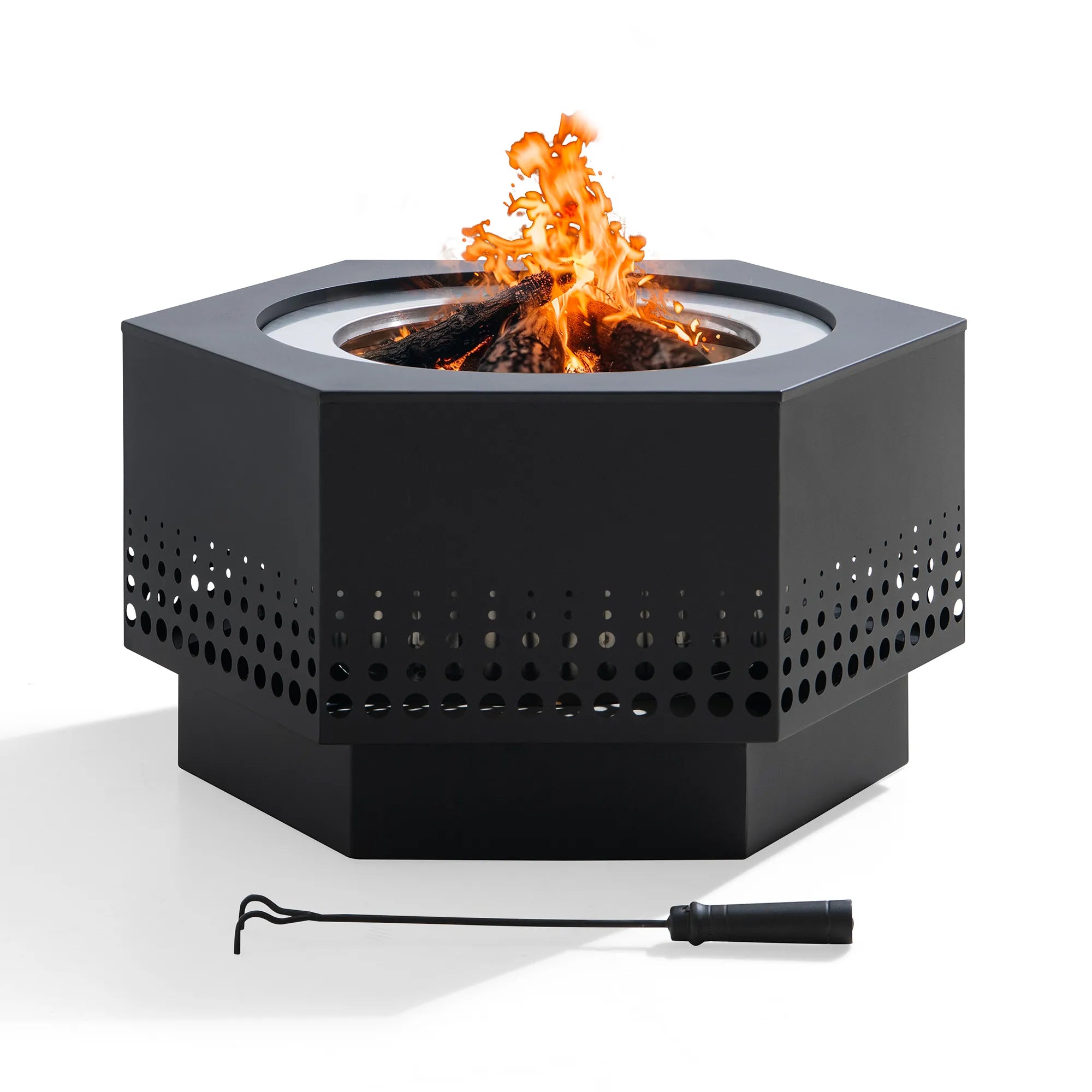 Vulcan Hexagon Smokeless Fire Pit 28" - Pixel Pattern
