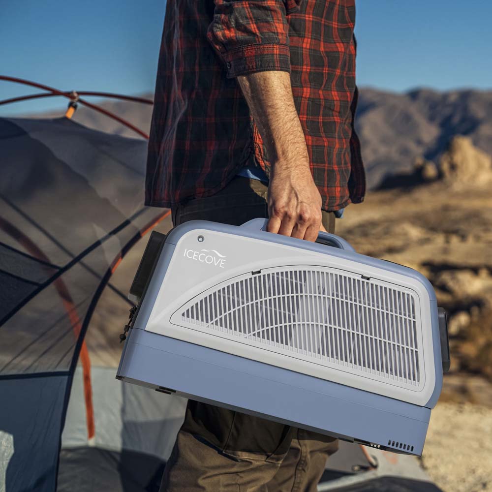 SUNJOY IceCove Portable Air Conditioner with Power Bank and Solar Panel for Outdoor Tents and Indoors - Blue