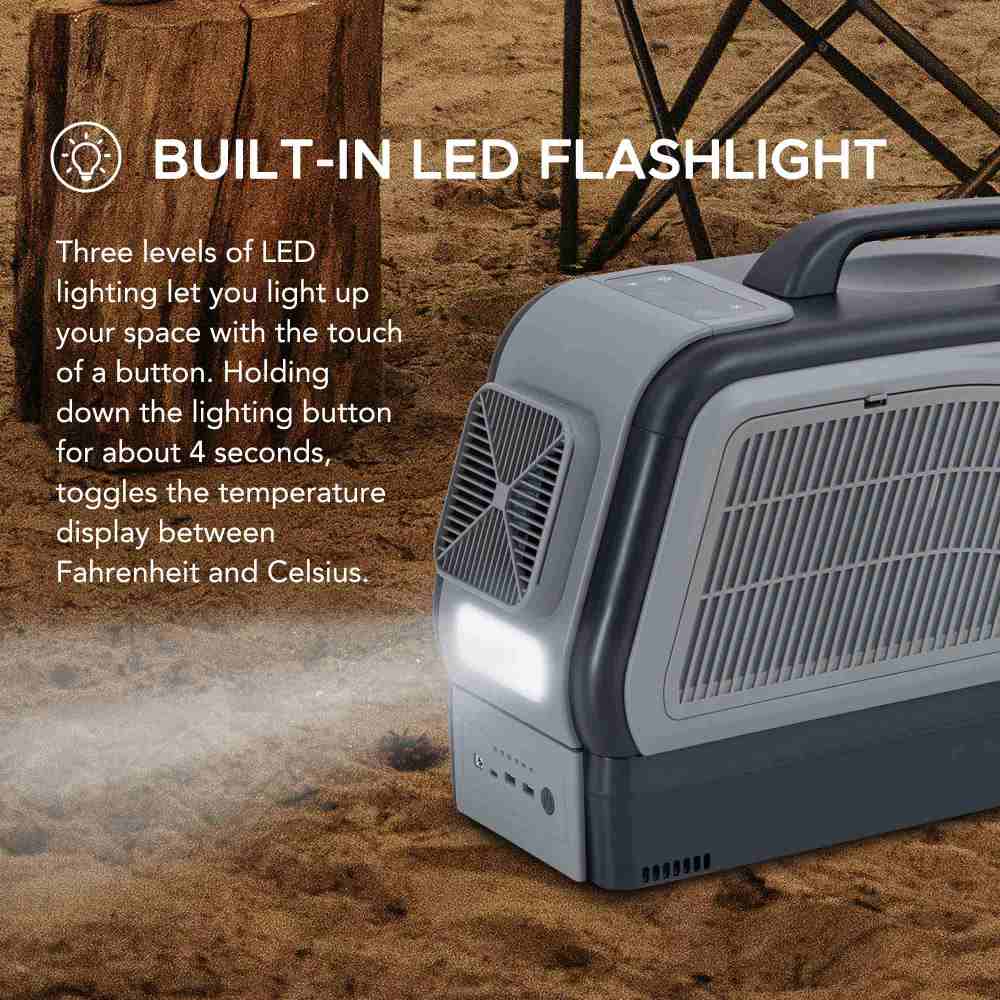 SUNJOY IceCove Portable Air Conditioner with Power Bank and Solar Panel for Outdoor Tents and Indoors - Gray