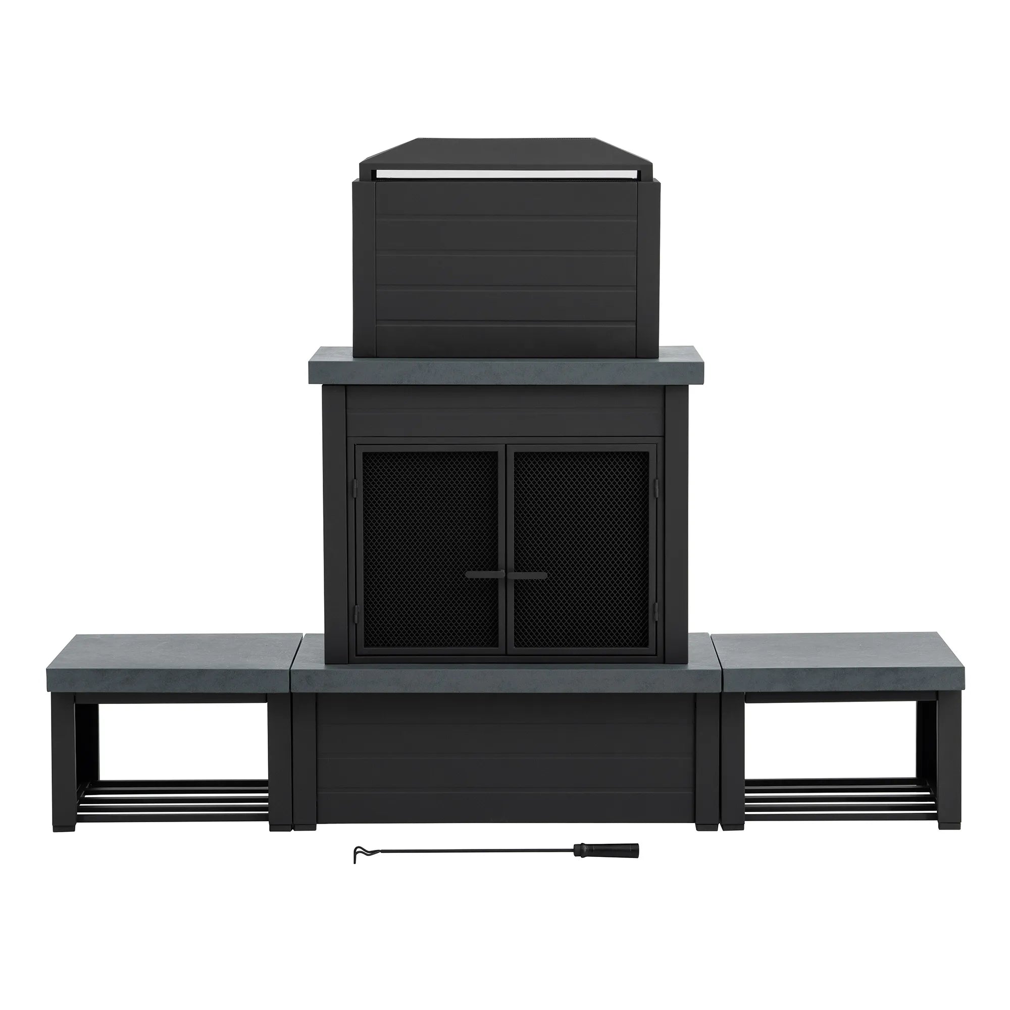 Nordic Modern Wood Burning Fireplace 76", with Log Holders - Black