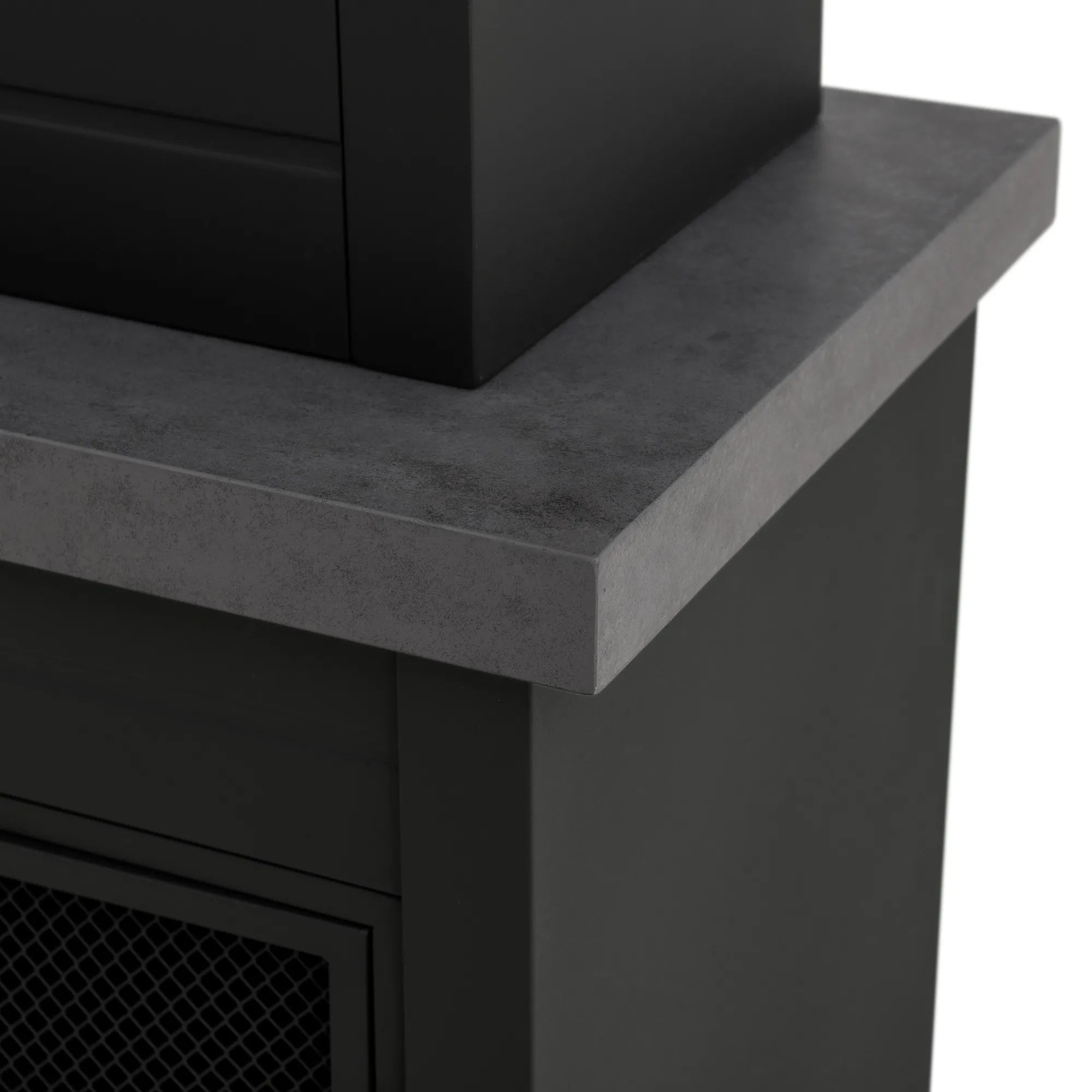 Nordic Modern Wood Burning Fireplace 76", with Log Holders - Dark Gray