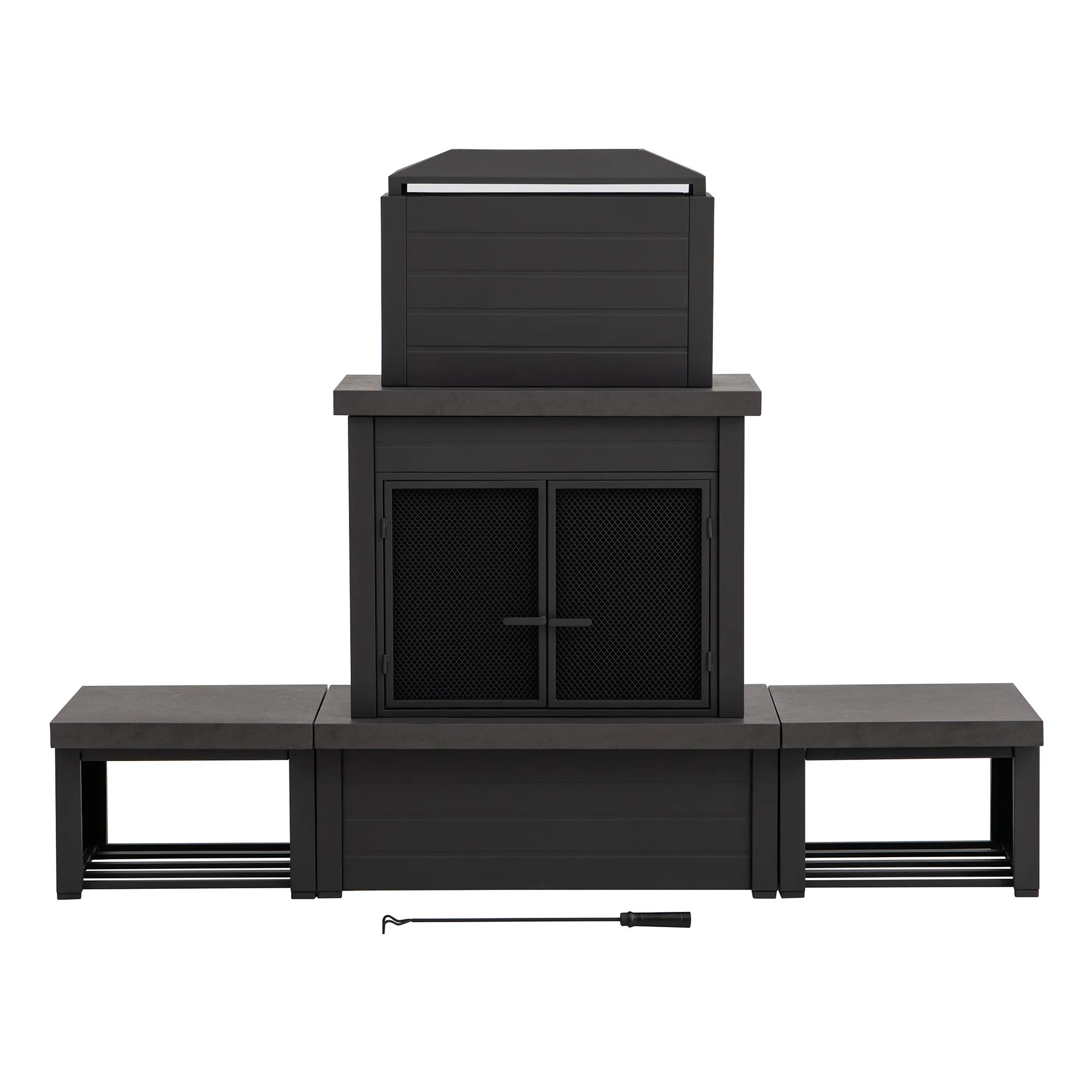 Nordic Modern Wood Burning Fireplace 76", with Log Holders - Brown