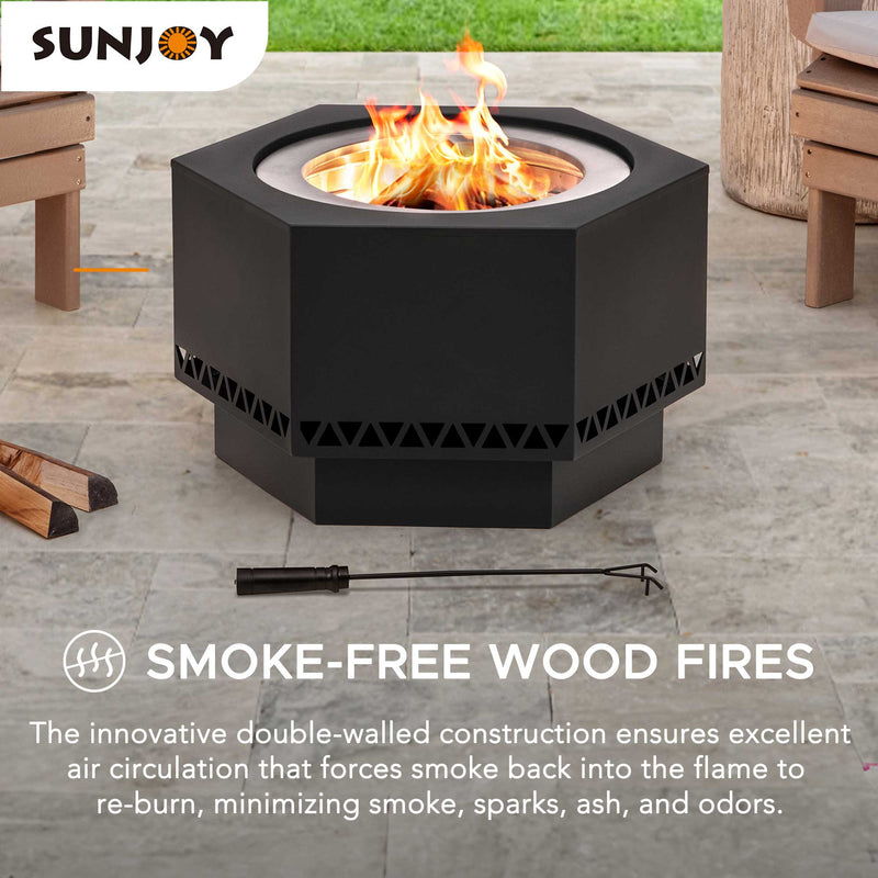 Sunjoy Smokeless Fire Pit | Patio Firepit | Hexagon Portable Firepit