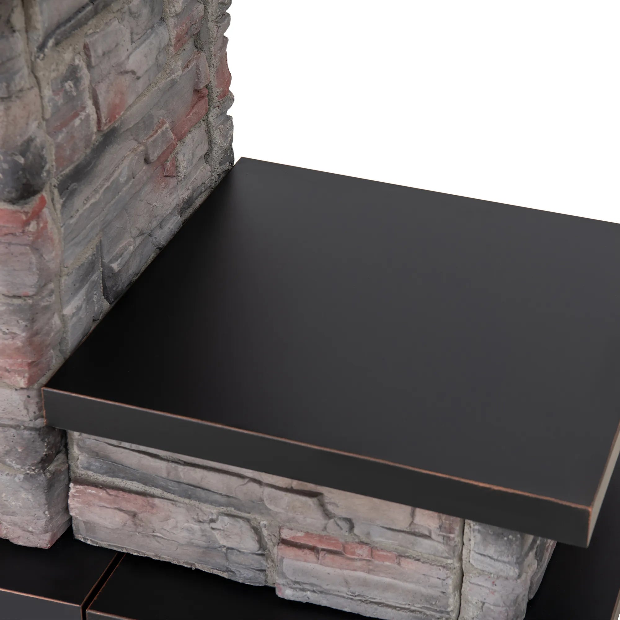 Canyon Stone Wood Burning Fireplace 82", with Log Holders - Copper