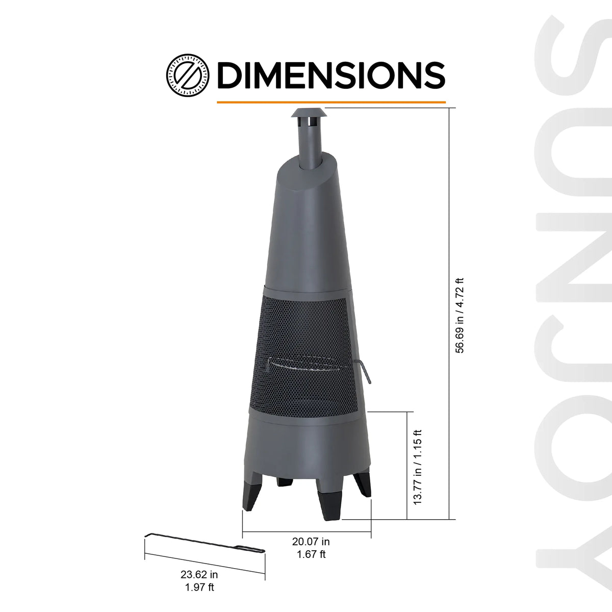 Alpine 2-in-1 Chiminea Fire Pit & Grill 57" - Gray