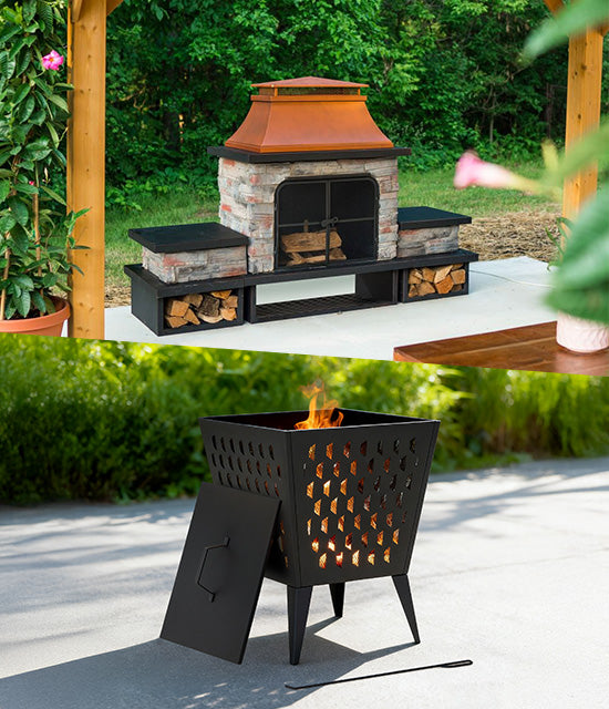 Outdoor heating: fireplace and firepit