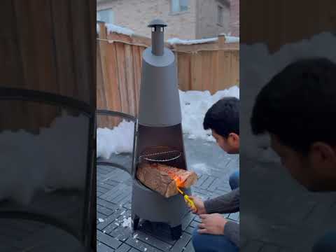 Customer Case of SUNJOY 57 Inch 2-in-1 Chiminea Fire Pit & Grill with Removable Grill Mesh, Chimney and PVC Cover