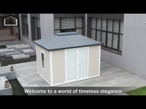 SUNJOY SHED 10x12.6 Backyard Office Shed with Floors, Windows, and Lockable Doors.