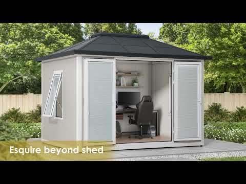 SUNJOY SHED 10x12.6 Backyard Office Shed with Floors, Windows, and Lockable Doors.