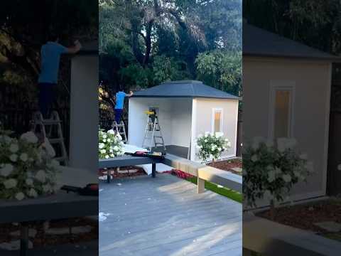 SUNJOY SHED 10x12.6 Backyard Office Shed with Floors, Windows, and Lockable Doors.