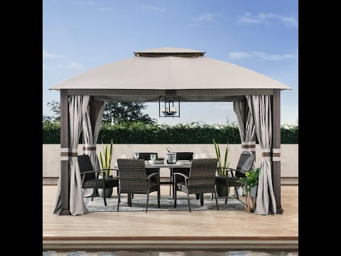 Assembly Video of SUNJOY 11x13 Soft Top Gazebo with 2-Tier Canopy, Netting, Curtains and Hook