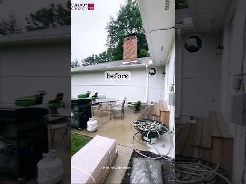 SUNJOY 10x12 Steel Pergola Kit with White Adjustable Canopy.