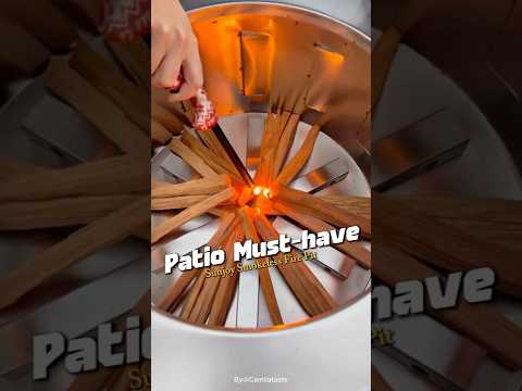 Customer Show of SUNJOY 38 Inch Stainless Steel Smokeless Fire Pit with PVC Cover and Poker