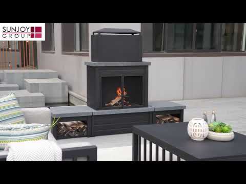 Nordic Modern Wood Burning Fireplace 58" - Onyx Black