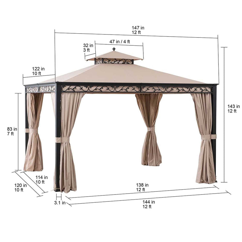 SUNJOY 10x12 Patio Gazebo for Sale Canopy Gazebo w/ Curtain & Netting
