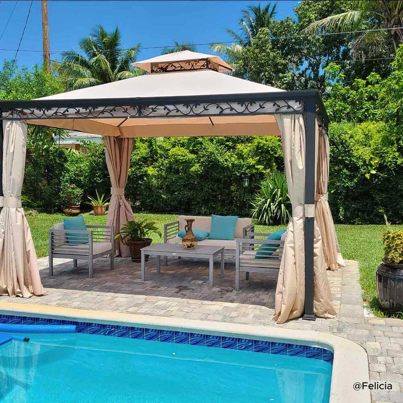 SUNJOY 10x12 Patio Gazebo for Sale Canopy Gazebo w/ Curtain & Netting