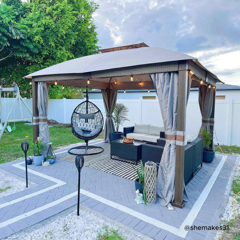 Sunjoy Outdoor Patio 11x13 Canopy Gazebo Backyard Metal Gazebo