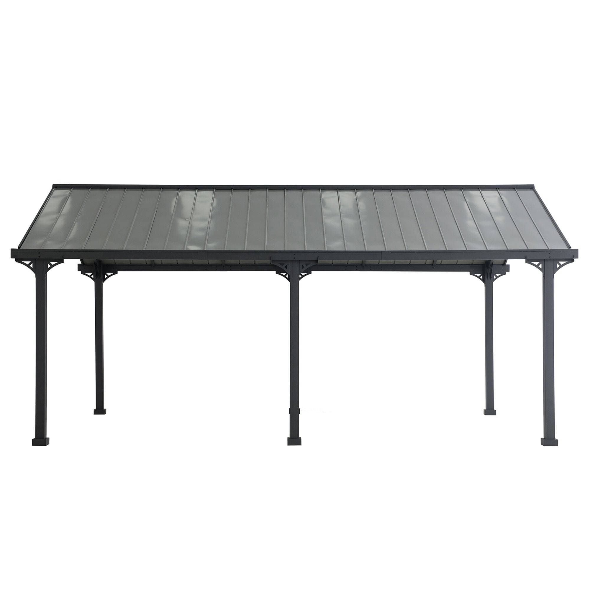 SUNJOY 12x20 Metal Carport, Black Steel Gable Roof Gazebo, Outdoor Living Pavilion with 2 Ceiling Hooks 
