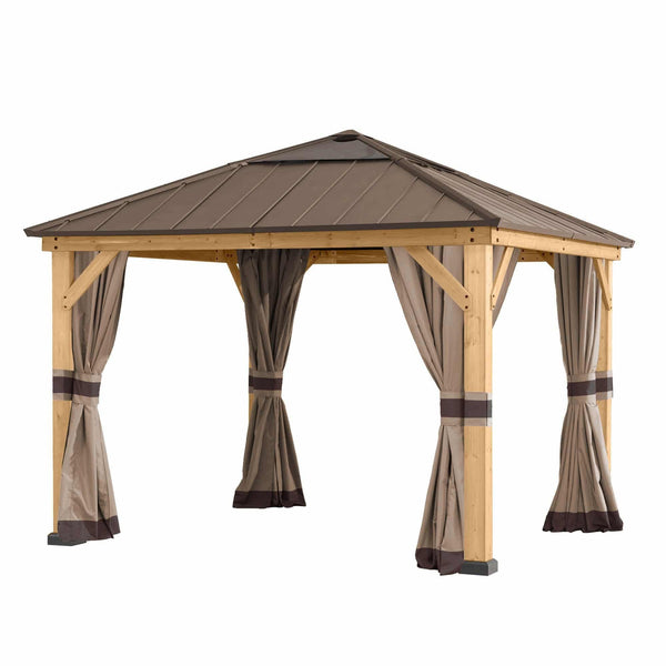 Sunjoy Replacement Universal Curtains for 11 ft. ×11 ft. Wood-Framed Gazebos.