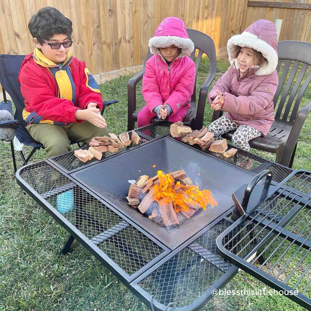 38 Inch Black Steel Outdoor Fire Pit with BBQ Grill | SUNJOY