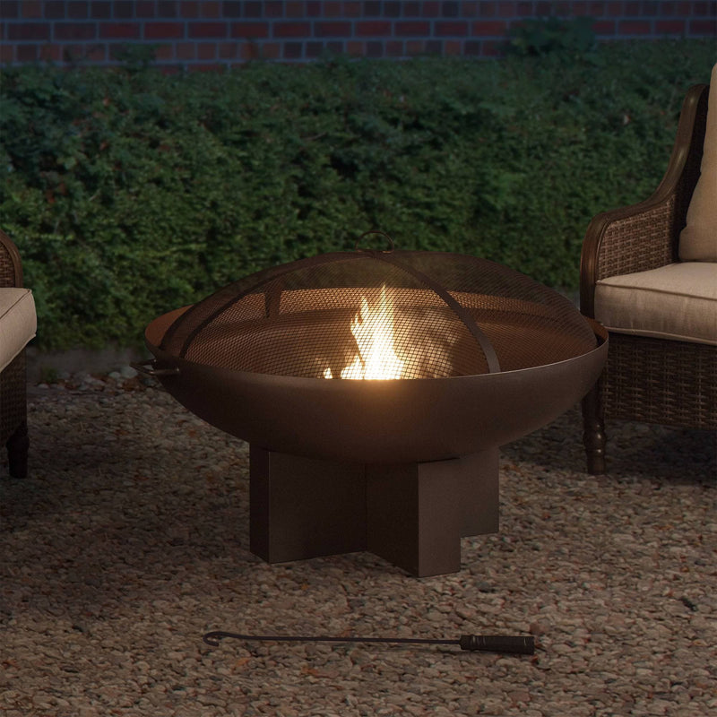 AmberCove Outdoor Fire Pit Portable Modern Patio Fire Pit with Cover