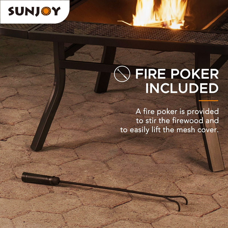 Sunjoy Wood Burning Outdoor Fire Pit Patio Backyard Portable Fire Pits