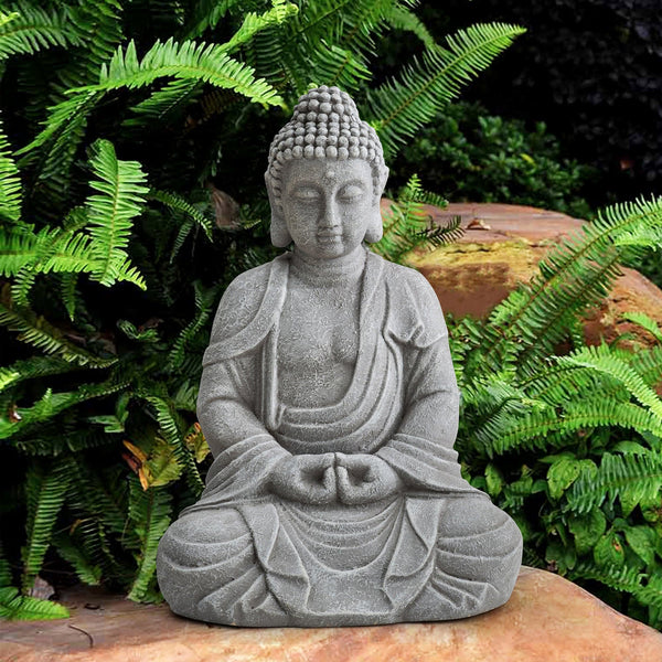 Sunjoy Gray Decorative Buddha Garden decor Statue.