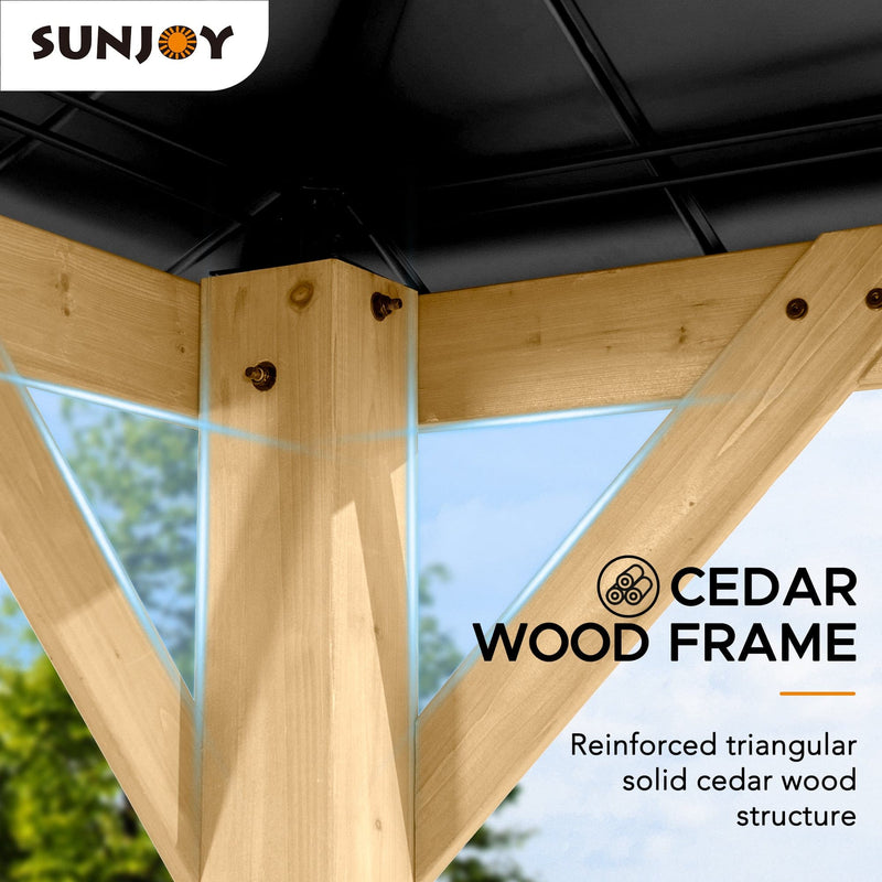 Sunjoy Wooden Hardtop Gazebo for Sale 10x10 for Outdoor Backyard Patio