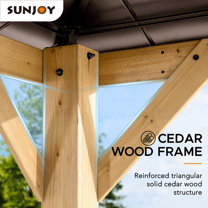 Sunjoy Cedar Gazebo | 9 x 9 Gazebo | Cedar Frame Gazebo