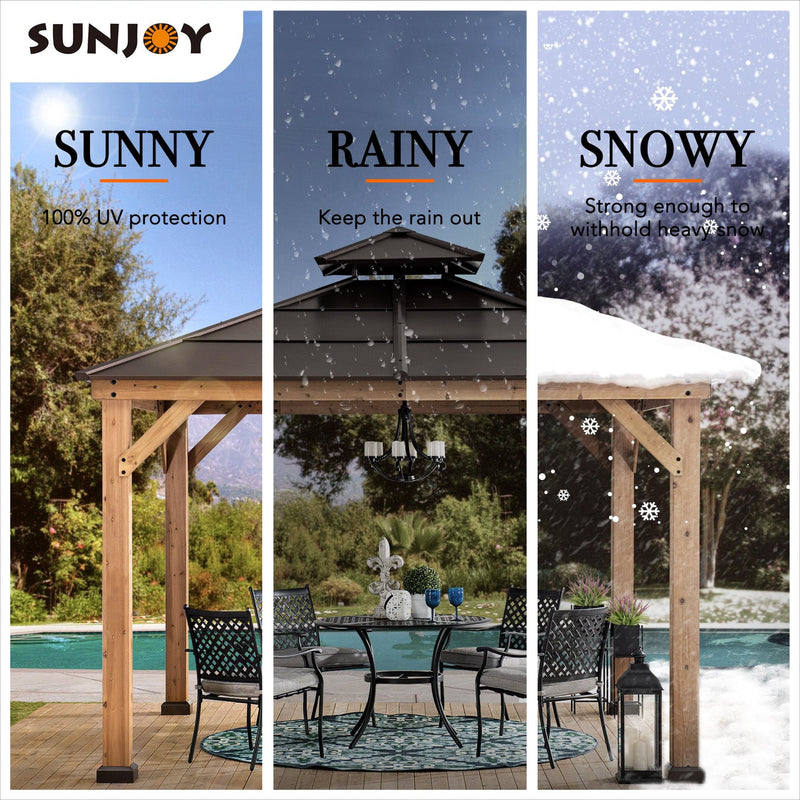 Sunjoy Wooden Hardtop 10x10 Gazebo for Sale for Outdoor Backyard Patio