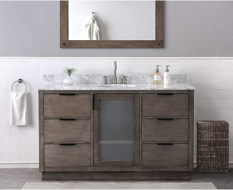 Sunjoy 60 in. Modern Style Single Sink Bathroom Vanity with Marble Top