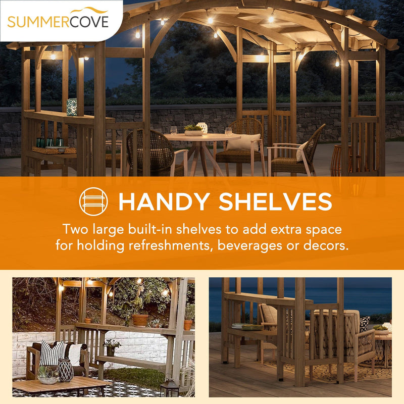 SummerCove Outdoor Patio 10x14 Wood Pergola Kits with Canopy Roof for Deck DIY