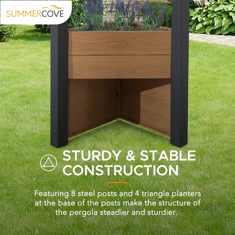 SummerCove Modern Patio 10x12 Metal Pergola Kits for Outdoor Backyard, Decks